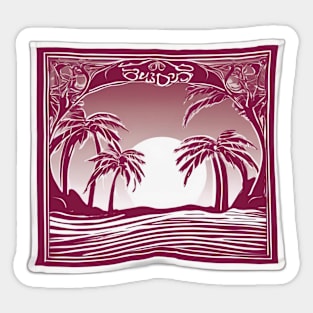 Tropical Sunset Serenity - Vintage Hawaiian Art No. 829 Sticker